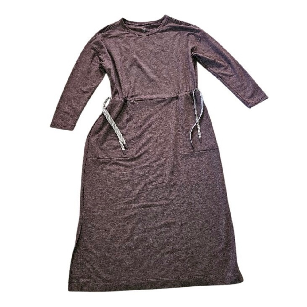 Title Nine Midi Dress Large Plum Purple French Terry Drawstring Waist Pockets